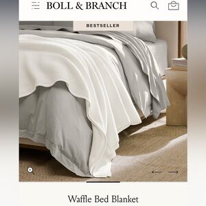 Brand new Boll and Branch striped waffle bed blanket